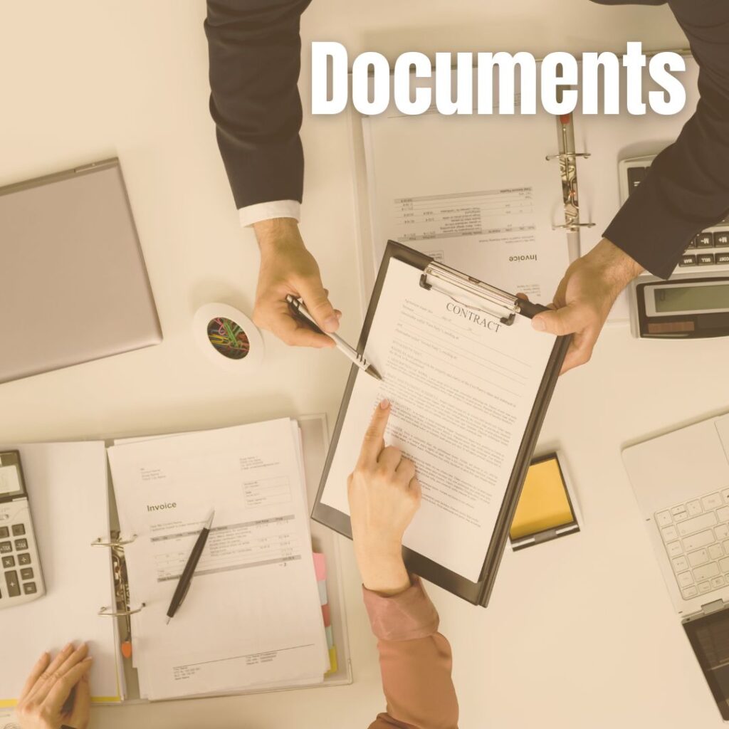 Documents for buying or renting real estate